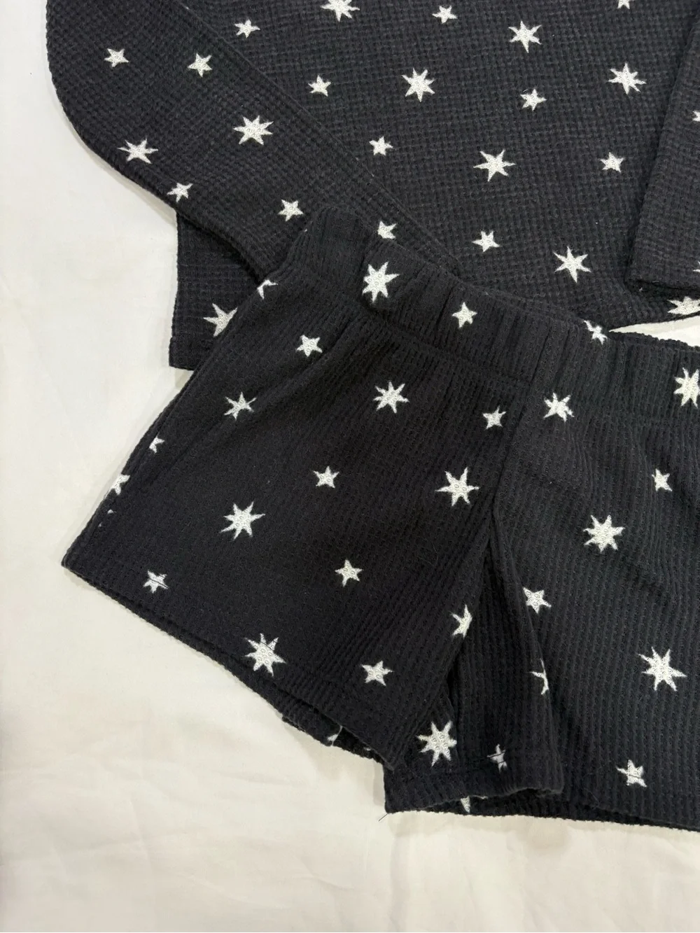 Cat & Jack Navy Star Waffle Knit Pajama Top & Shorts